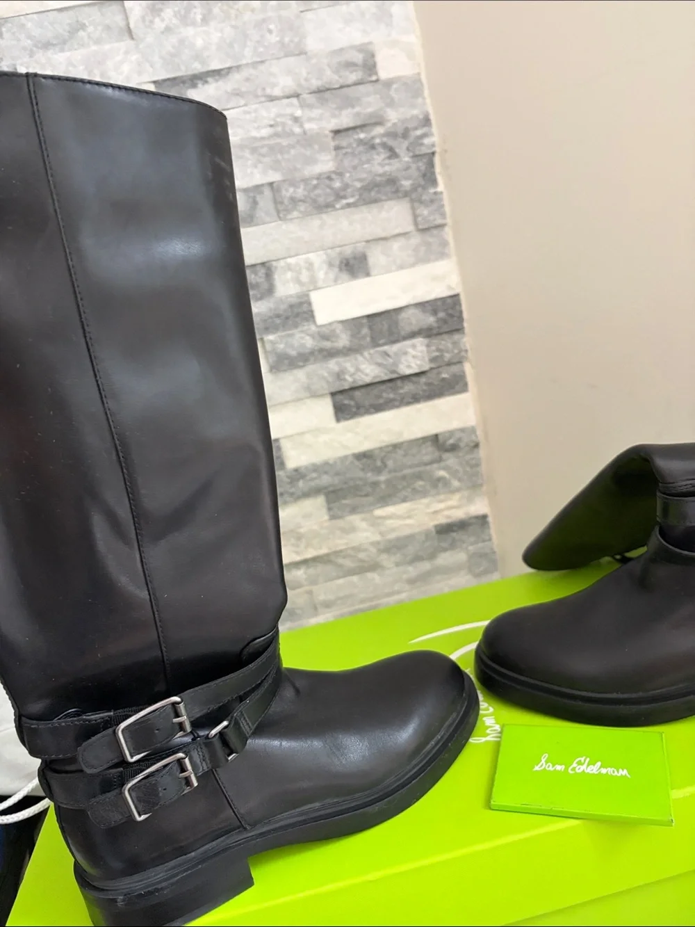 Sam Edelman Freda tall black leather boots new in box size 7